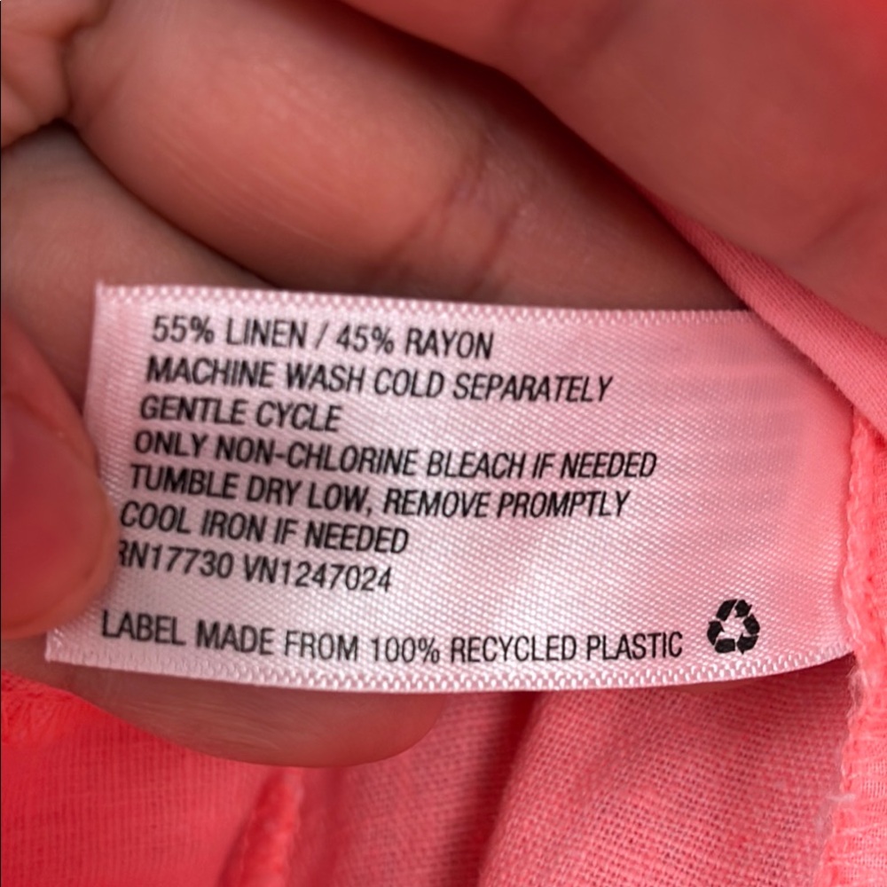 Neon Coral Linen Button-Front A-Line Skirt with Pickers by Universal Thread - Picture 3 of 6
